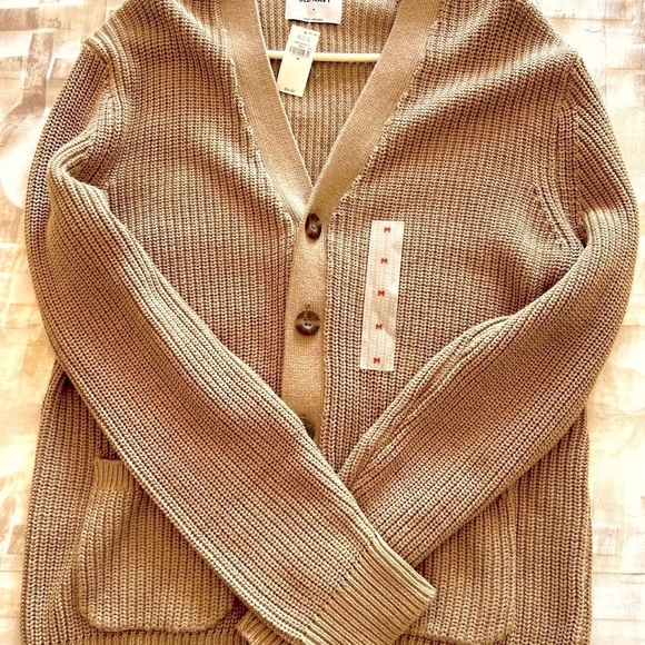 Old Navy Tan Cardigan Sweater Classic Knit - Picture 3 of 10